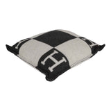 Hermes "Avalon" Ecru and Gris Fonce Signature H Pillow PM
