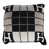 Hermes "Avalon III" Signature H Cushion PM Ecru and Gris Fonce Set