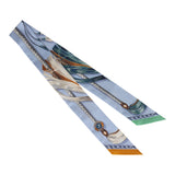 Hermes "Cavalcades" Bleu Ciel Silk Twilly