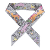 Hermes "Mille et Un Lapins" Gris Perle, Rose, Jaune Silk Twilly