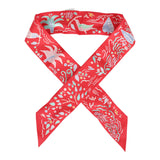 Hermes "Isola Di Primavera" Vert, Bleu and Grenadine Multi Silk Twilly Pair