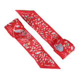 Hermes "Isola Di Primavera" Vert, Bleu and Grenadine Multi Silk Twilly Pair