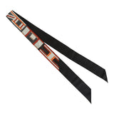 Hermes "Tresses H" Embroidered Black, Rouge H and Argent Silk Twilly