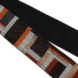 Hermes "Tresses H" Embroidered Black, Rouge H and Argent Silk Twilly