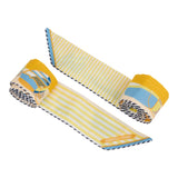 Hermes "Thalassa" Bouton D'Or, Jaune Soufre & Blanc Multi Cotton Twilly Pair