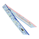 Hermes "Les Chiens Parisiens" Jaune, Bleu Ciel and Rose Multi Silk Twilly Pair