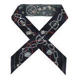 Hermes "C'est La Fete" Ardoise, Rose Pale, Bleu Marine Multi Silk Twilly Pair