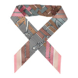 Hermes "Mors A Jouets Chemise" Vieux Rose, Gris, Camel Multi Silk Twilly Pair