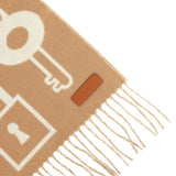 Hermes Casaque "Echarpe Porte-Clefs" Camel, White and Beige Muffler Cashmere Scarf