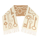 Hermes Casaque "Echarpe Porte-Clefs" Camel, White and Beige Muffler Cashmere Scarf