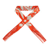 Hermes "Bouquet Final" Gris Perle and Vermillon Fringe Silk Twilly