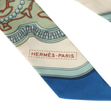 Hermes "Grand Apparat" Creme, Bleu, Terracotta Multi Silk Twilly Pair