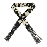 Hermes "Bouquet Final" Cream and Black Fringe Silk Twilly