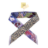 Hermes "Under the Waves" Mauve, Marine and Jaune Silk Twilly Pair