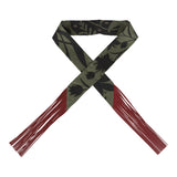 Hermes "Bouquet Final" Vert Loden and Black Fringe Silk Twilly