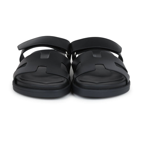 Hermes Chypre Techno Sandals Black Calfskin Palladium Hardware 36.5 EU