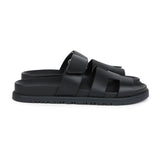 Hermes Chypre Techno Sandals Black Calfskin Palladium Hardware 36.5 EU