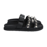 Hermes Chypre Techno Sandals Black Studded Calfskin Palladium Hardware 37.5 EU