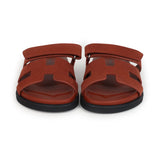Hermes Chypre Techno Sandals Maroon Muscavado Suede Palladium Hardware 38.5 EU front