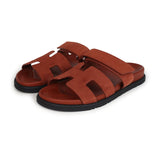 Hermes Chypre Techno Sandals Maroon Muscavado Suede Palladium Hardware 38.5 EU side