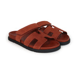 Hermes Chypre Techno Sandals Maroon Muscavado Suede Palladium Hardware 38.5 EU side 2