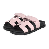 Hermes Chypre Techno Sandals Rose Cancan Calfskin Palladium Hardware 35 EU side