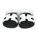 Hermes Chypre Sandals White Calfskin Palladium Hardware 38 EU front