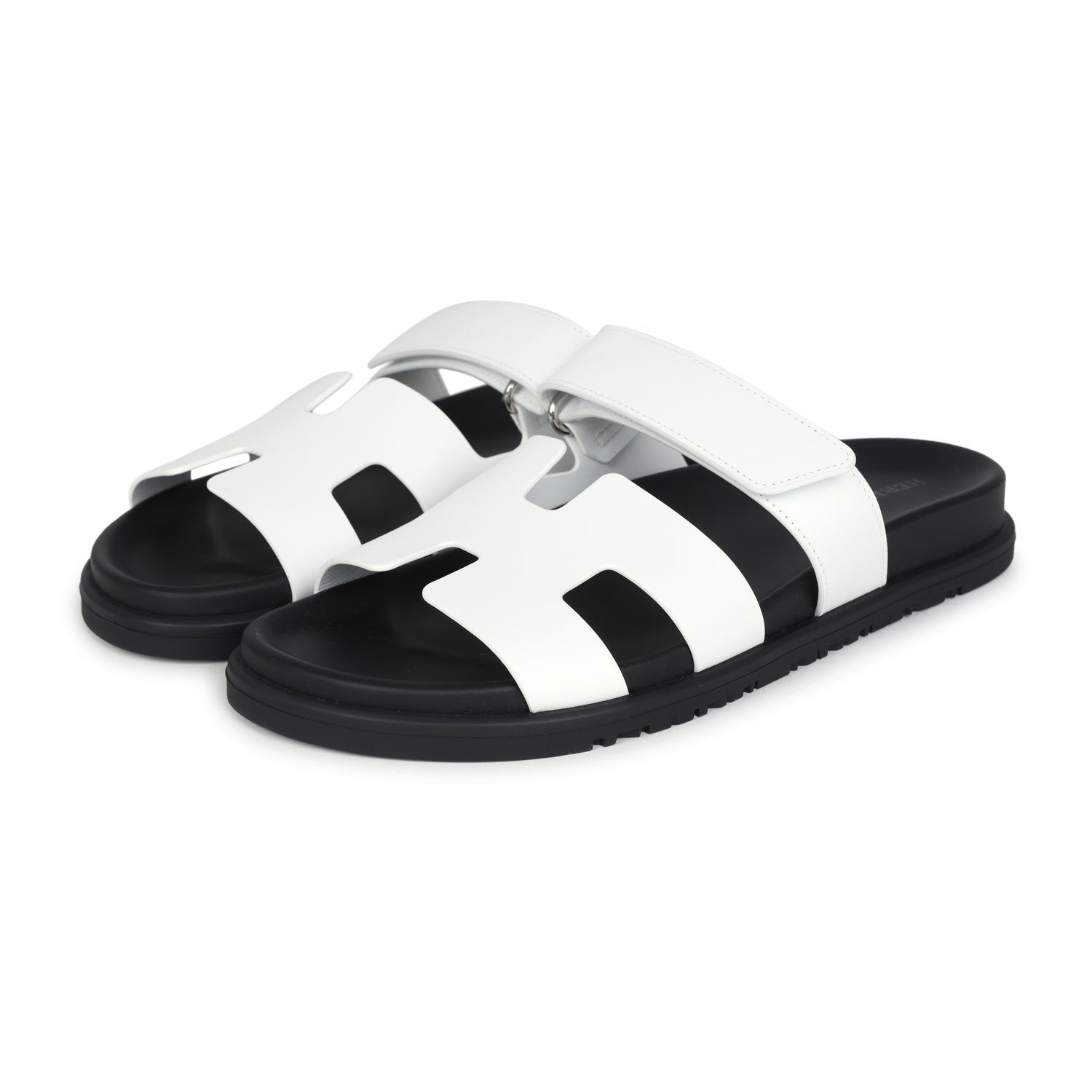 Hermes Chypre Sandals White Calfskin Palladium Hardware 38 EU size