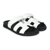 Hermes Chypre Sandals White Calfskin Palladium Hardware 38 EU size 2