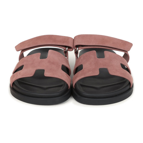 Hermes Chypre Techno Sandal Rose Antique Suede Palladium Hardware 40 EU