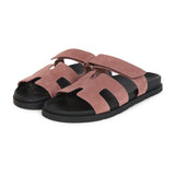 Hermes Chypre Techno Sandal Rose Antique Suede Palladium Hardware 40 EU