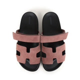 Hermes Chypre Techno Sandal Rose Antique Suede Palladium Hardware 40 EU