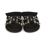 Hermes Chypre Techno Sandals Black Studded Calfskin Palladium Hardware 38 EU