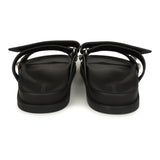 Hermes Chypre Techno Sandals Black Studded Calfskin Palladium Hardware 38 EU