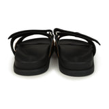 Hermes Leopard Print Chypre Techno Sandals Gold & Black Moire, Calfskin & Suede Palladium Hardware 37 EU