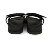 Hermes Chypre Techno Sandals Black Studded Calfskin Palladium Hardware 38 EU