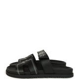 Hermes Embroidered Chypre Techno Sandals Black Calfskin Palladium Hardware 36 EU