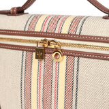 Loro Piana Extra Pocket L19 Pouch Record and Caramel Sugar Canvas Stripes Gold Hardware