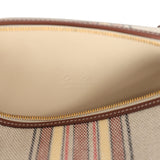 Loro Piana Extra Pocket L19 Pouch Record and Caramel Sugar Canvas Stripes Gold Hardware