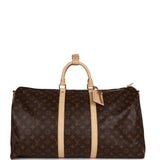 Louis Vuitton Keepall Bandouliere 55 Brown Monogram Coated Canvas Brass Hardware