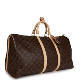 Louis Vuitton Keepall Bandouliere 55 Brown Monogram Coated Canvas Brass Hardware