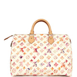 Pre-owned Louis Vuitton x Richard Prince Speedy 35 White Watercolor Aquarelle Monogram