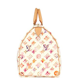 Pre-owned Louis Vuitton x Richard Prince Speedy 35 White Watercolor Aquarelle Monogram