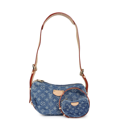 Louis Vuitton Croissant MM Blue Monogram Denim Gold Hardware