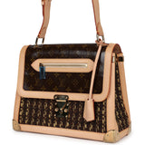 Vintage Louis Vuitton Tweedy Zip GM Brown Monogram Vinyl and Tweed Gold Hardware