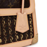 Vintage Louis Vuitton Tweedy Zip GM Brown Monogram Vinyl and Tweed Gold Hardware