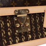 Vintage Louis Vuitton Tweedy Zip GM Brown Monogram Vinyl and Tweed Gold Hardware