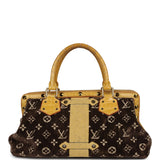 Vintage Louis Vuitton Trompe L'Oeil L'Ingenieux Handbag Yellow/Brown Alligator/Monogram Velvet Gold Hardware