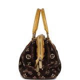 Vintage Louis Vuitton Trompe L'Oeil L'Ingenieux Handbag Yellow/Brown Alligator/Monogram Velvet Gold Hardware