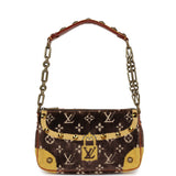 Vintage Louis Vuitton Trompe L'Oeil Pochette Brown and Yellow Velvet Brass Hardware